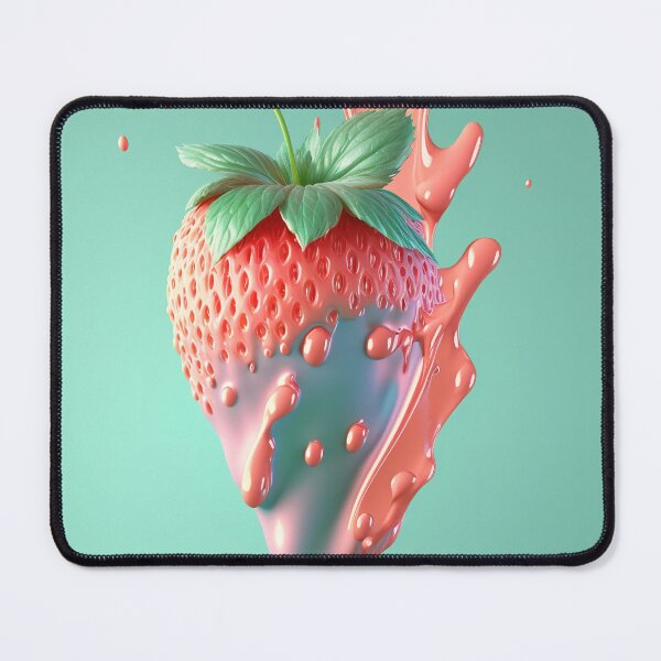 Item preview, A strawberry with a splash of milk on it artwork plastel background 9 designed and sold by jetaiart.