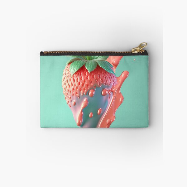 Item preview, A strawberry with a splash of milk on it  artwork plastel background 9 designed and sold by jetaiart.