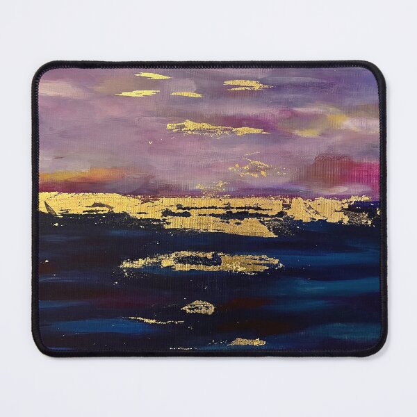 Item preview, Abstract Purple Sea painting gold leaf  designed and sold by GabiVrnArt.