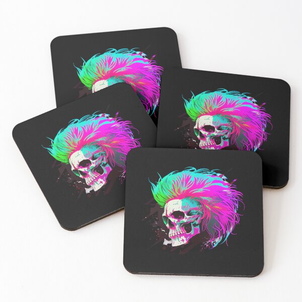Item preview, Neon Luminous Scary Pop Art Skull designed and sold by ShadowAndSlate.