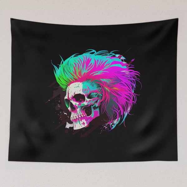 Item preview, Neon Luminous Scary Pop Art Skull designed and sold by ShadowAndSlate.
