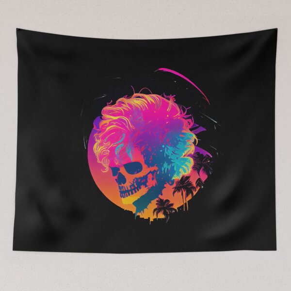 Item preview, Bright Tropical Skull with Crazy Luminous Hair designed and sold by ShadowAndSlate.