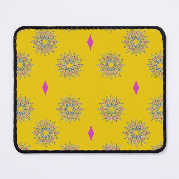 Item preview, Flower patterns blue on yellow designed and sold by Chaoticzarts.