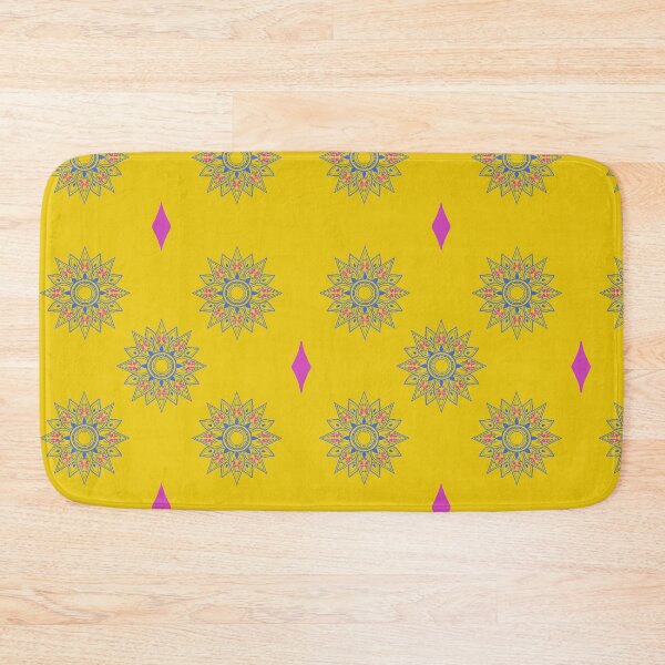 Item preview, Flower patterns blue on yellow designed and sold by Chaoticzarts.