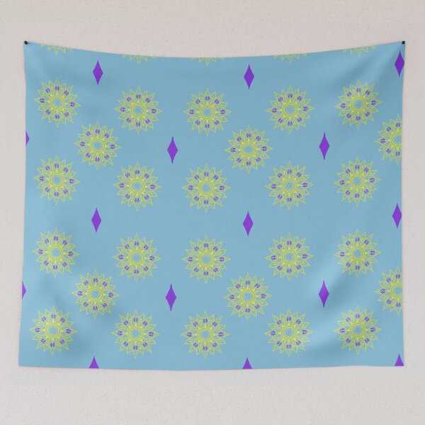 Item preview, Flower patterns yellow on baby blue designed and sold by Chaoticzarts.