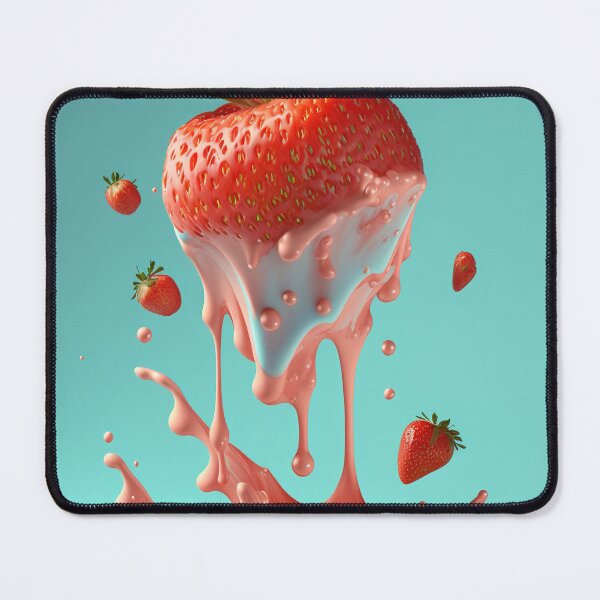 Item preview, A strawberry with a splash of milk on it  artwork plastel background 10 designed and sold by jetaiart.