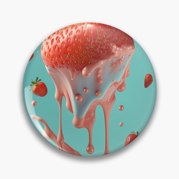 Item preview, A strawberry with a splash of milk on it  artwork plastel background 10 designed and sold by jetaiart.