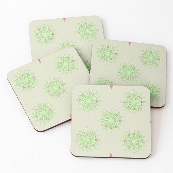 Item preview, Flower patterns green on beige designed and sold by Chaoticzarts.