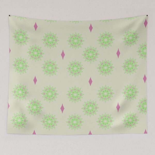 Item preview, Flower patterns green on beige designed and sold by Chaoticzarts.