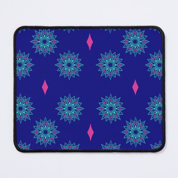 Item preview, Flower patterns aquamarine on deep blue designed and sold by Chaoticzarts.