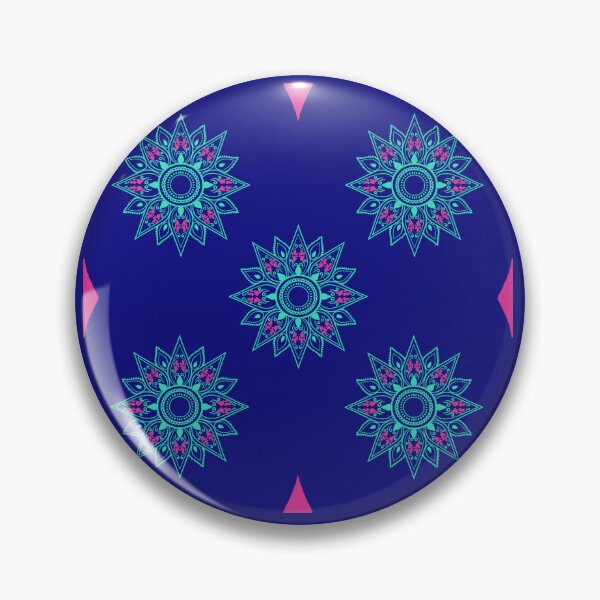 Item preview, Flower patterns aquamarine on deep blue designed and sold by Chaoticzarts.