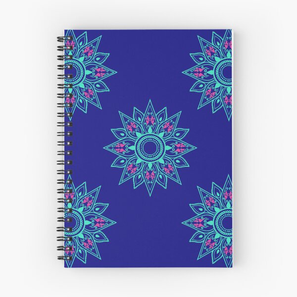 Item preview, Flower patterns aquamarine on deep blue designed and sold by Chaoticzarts.