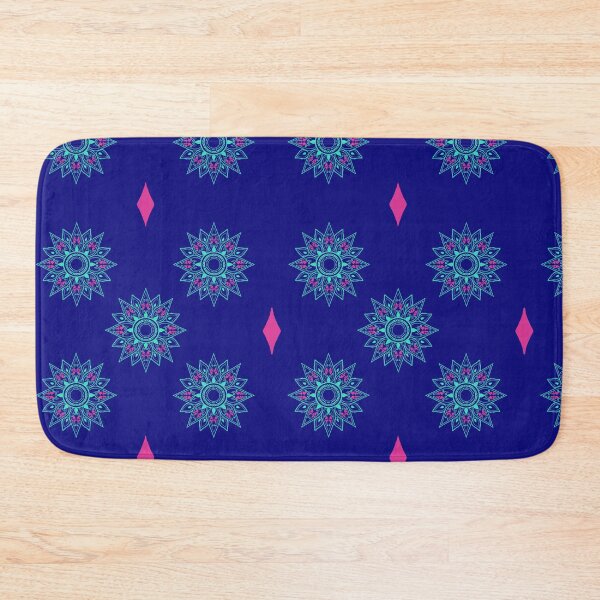 Item preview, Flower patterns aquamarine on deep blue designed and sold by Chaoticzarts.