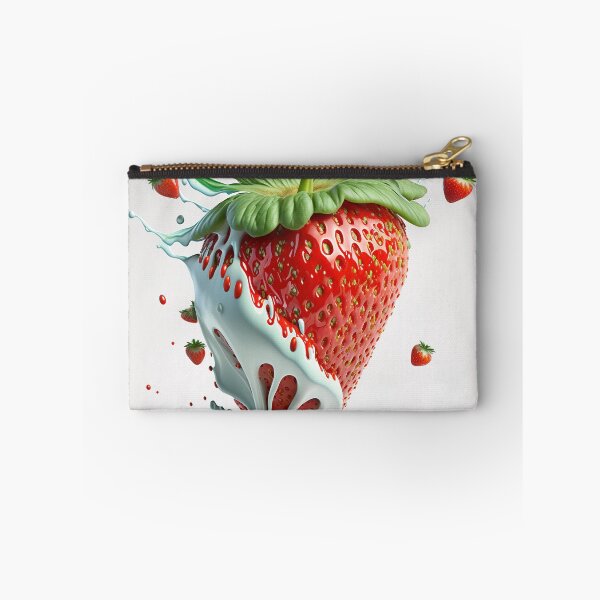 Item preview, A strawberry with a splash of milk on it  artwork plastel background 11 designed and sold by jetaiart.