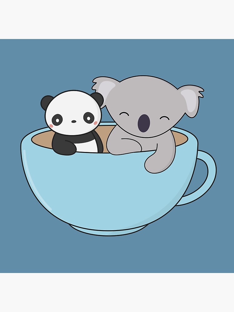 Kawaii Cute Panda and Elephant Art Print by Wordsberry