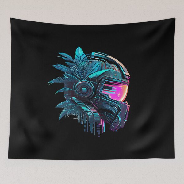 Item preview, Robot Head with Tropical Leaves designed and sold by ShadowAndSlate.