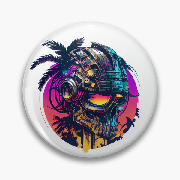 Item preview, Tropical Robot Skull with Tropical Leaves designed and sold by ShadowAndSlate.