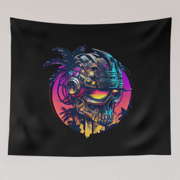 Item preview, Tropical Robot Skull with Tropical Leaves designed and sold by ShadowAndSlate.