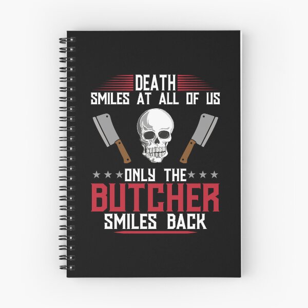 Item preview, DEATH SMILES AT ALL OF US ONLY THE BUTCHER SMILES BACK - funny butcher shop slogan designed and sold by KatisDesign.