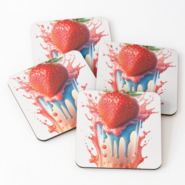 Item preview, A strawberry with a splash of milk on it  artwork plastel background 12 designed and sold by jetaiart.