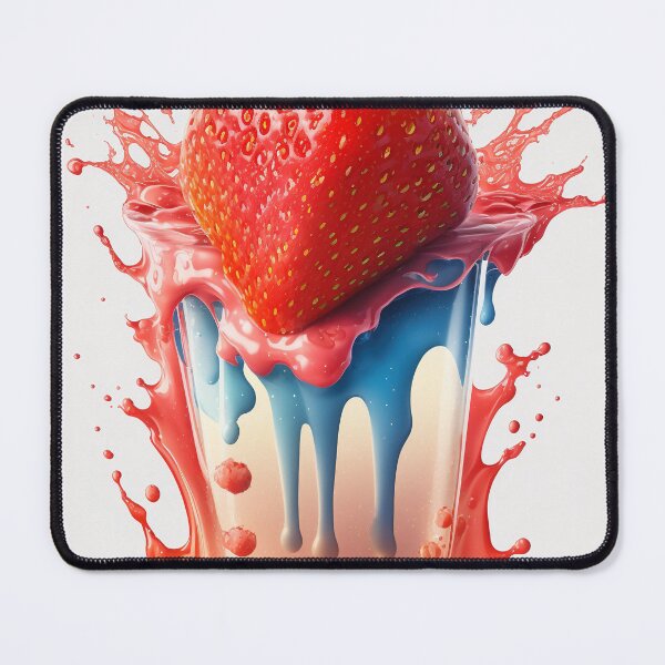 Item preview, A strawberry with a splash of milk on it artwork plastel background 12 designed and sold by jetaiart.