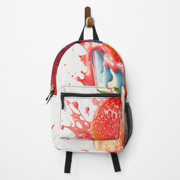 Item preview, A strawberry with a splash of milk on it  artwork plastel background 12 designed and sold by jetaiart.
