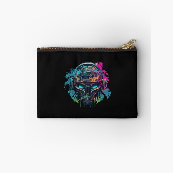 Item preview, Mean Robot Skull on Bright Tropical Background designed and sold by ShadowAndSlate.