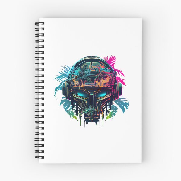 Item preview, Mean Robot Skull on Bright Tropical Background designed and sold by ShadowAndSlate.