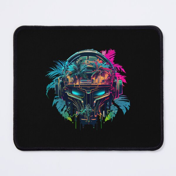 Item preview, Mean Robot Skull on Bright Tropical Background designed and sold by ShadowAndSlate.