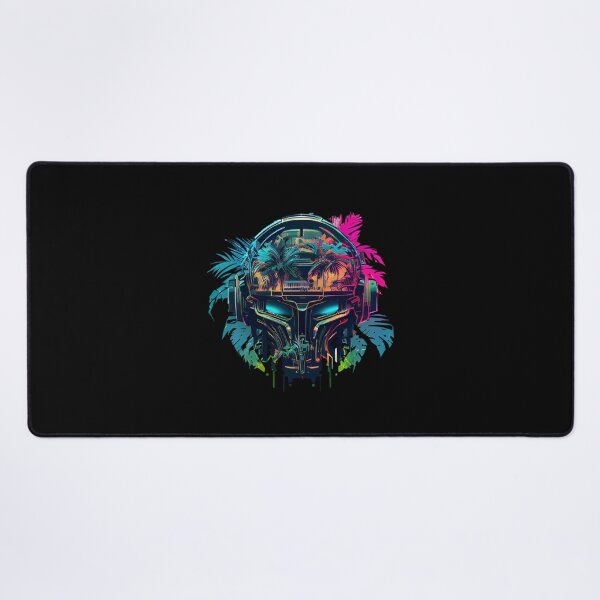 Item preview, Mean Robot Skull on Bright Tropical Background designed and sold by ShadowAndSlate.