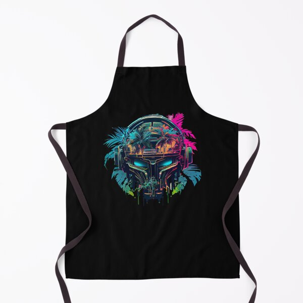 Item preview, Mean Robot Skull on Bright Tropical Background designed and sold by ShadowAndSlate.