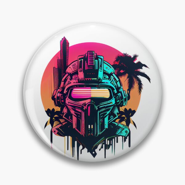 Item preview, Robot Skull on Bright Tropical Retro Background designed and sold by ShadowAndSlate.