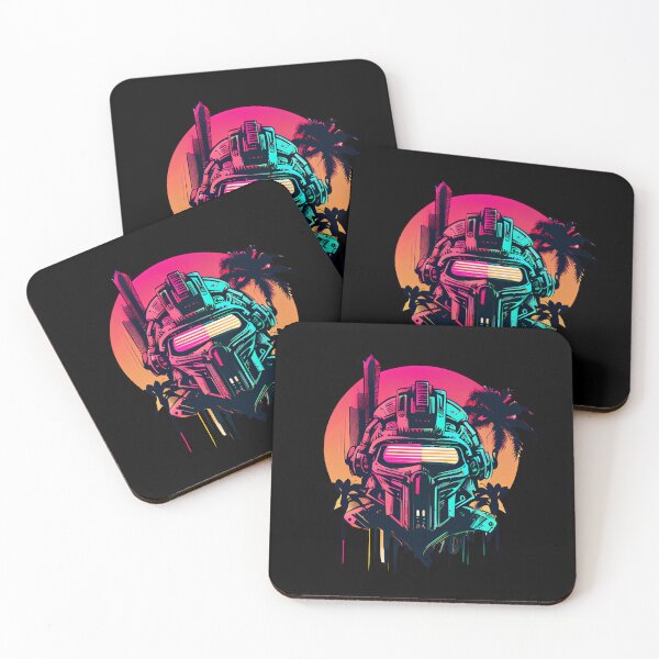 Item preview, Robot Skull on Bright Tropical Retro Background designed and sold by ShadowAndSlate.