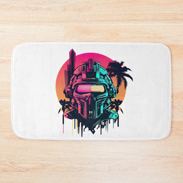Item preview, Robot Skull on Bright Tropical Retro Background designed and sold by ShadowAndSlate.