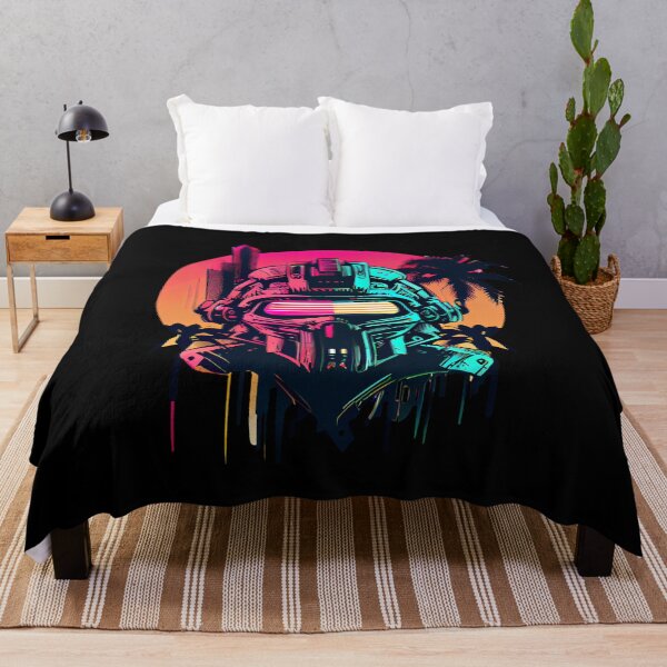 Item preview, Robot Skull on Bright Tropical Retro Background designed and sold by ShadowAndSlate.