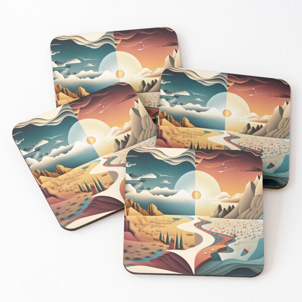 Item preview, Abstract Low Poly Landscape Day and Night designed and sold by mind-melt-er.