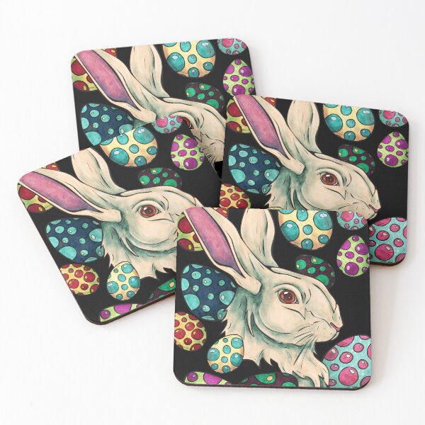 Item preview, Happy Easter bunny face, graphic rabbit and colored eggs designed and sold by NadiaChevrel.