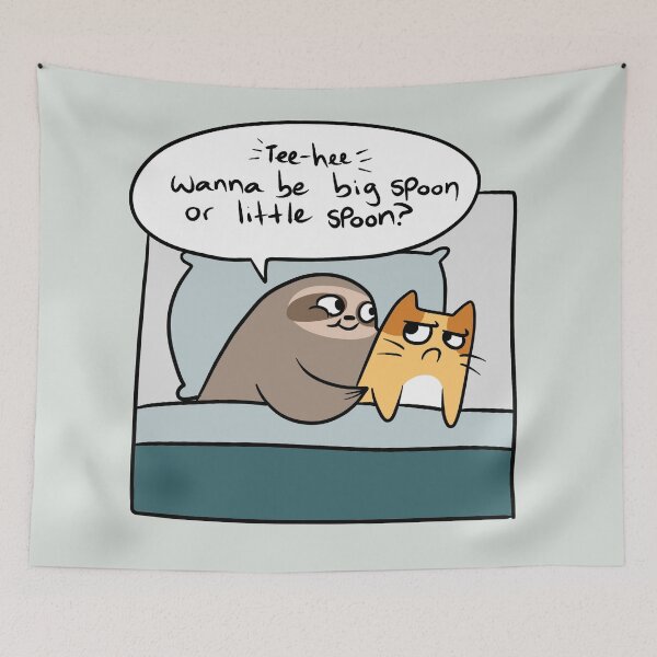 Item preview, Sloth and Cat Spooning designed and sold by SaradaBoru.