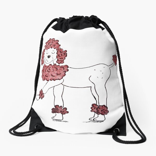 Pink Poodle Drawstring Bag