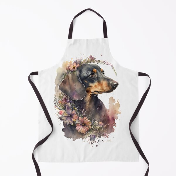 Item preview, Cute Dachshund with Flowers Watercolor designed and sold by DoodlesnPoodles.