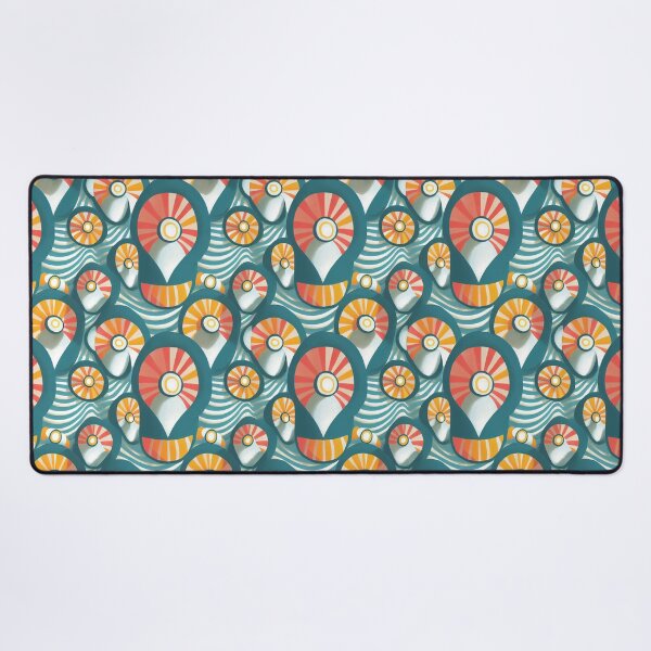 Item preview, Gorgeous Aquamarine Underwater Shell Pattern in Teal and Orange designed and sold by Fine Prints.