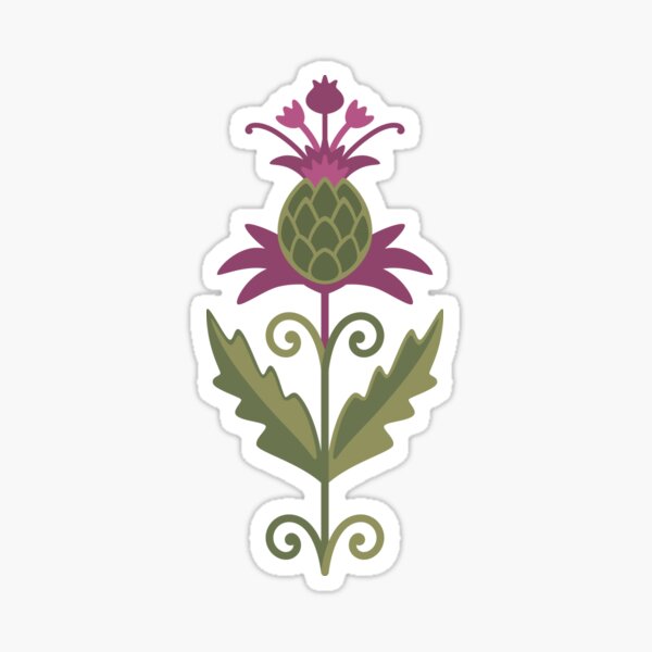 Art Nouveau Thistle Flower Sticker