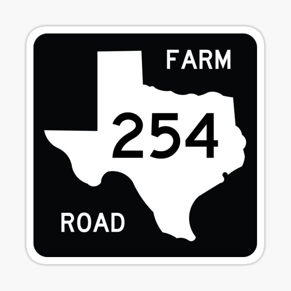 Texas Farm Road 254 (Area Code 254) Sticker