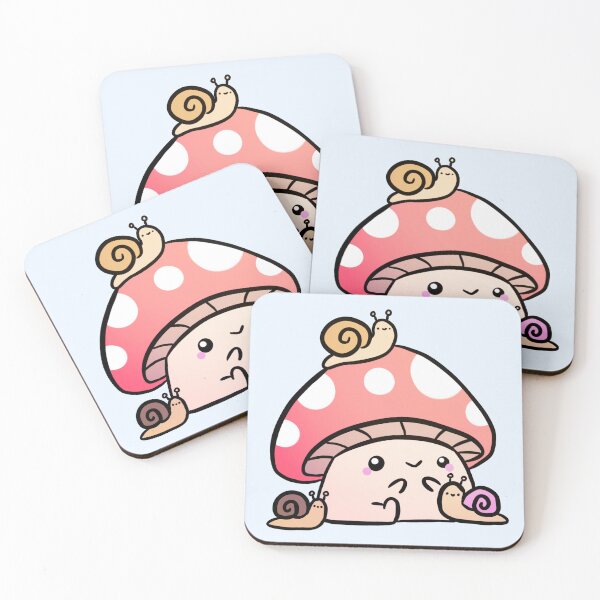 Item preview, Adorable chubby little mushroom with snails friends  designed and sold by Yarafantasyart.