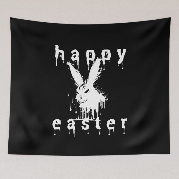 Item preview, Black And White Goth Happy Easter Creepy Bunny designed and sold by GrumpyFella.