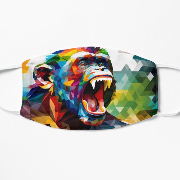 Gorilla full color, geometric style, colorful drawing. Flat Mask