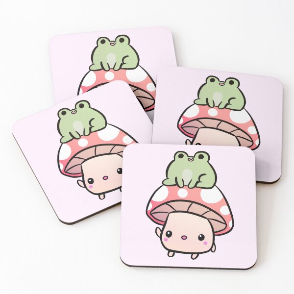 Item preview, Cute mushrooms with a frog friend designed and sold by Yarafantasyart.