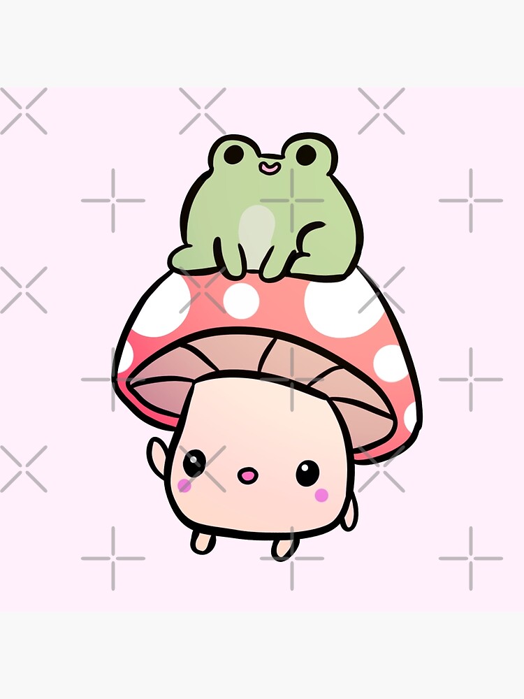 Cute mushrooms with a frog friend Art Board Print for Sale by  Yarafantasyart