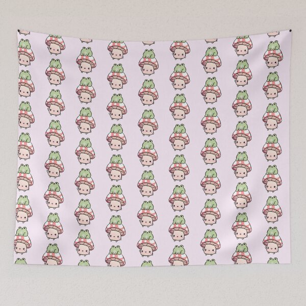 Item preview, Cute mushrooms with a frog friend designed and sold by Yarafantasyart.