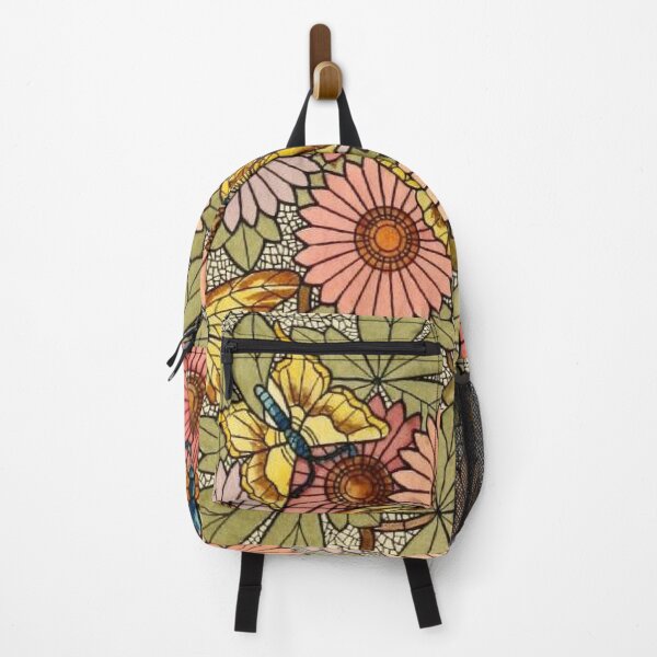 Item preview, Vintage Stained Glass Mosaic Window - Flowers and Butterflies designed and sold by w-world-life-co.